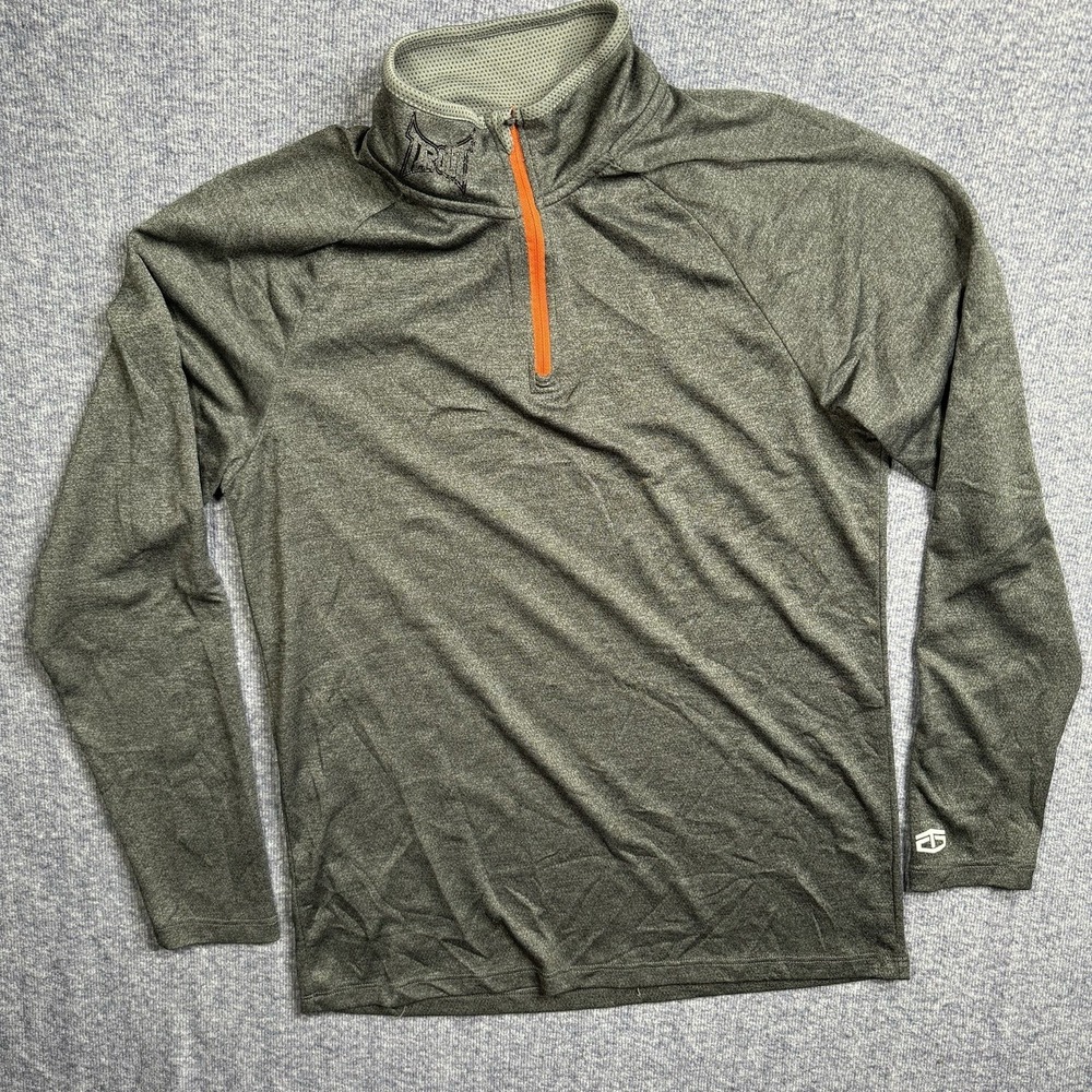Tapout 1/4 Zip Pullover Size Medium Gray Long‎ Sleeve Shirt Pullover Workout Gym